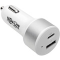 Tripp Lite by Eaton Dual-Port USB Car Charger with PD Charging - USB Type C (27W) & USB Type A (5V 1A/5W) UL 2089