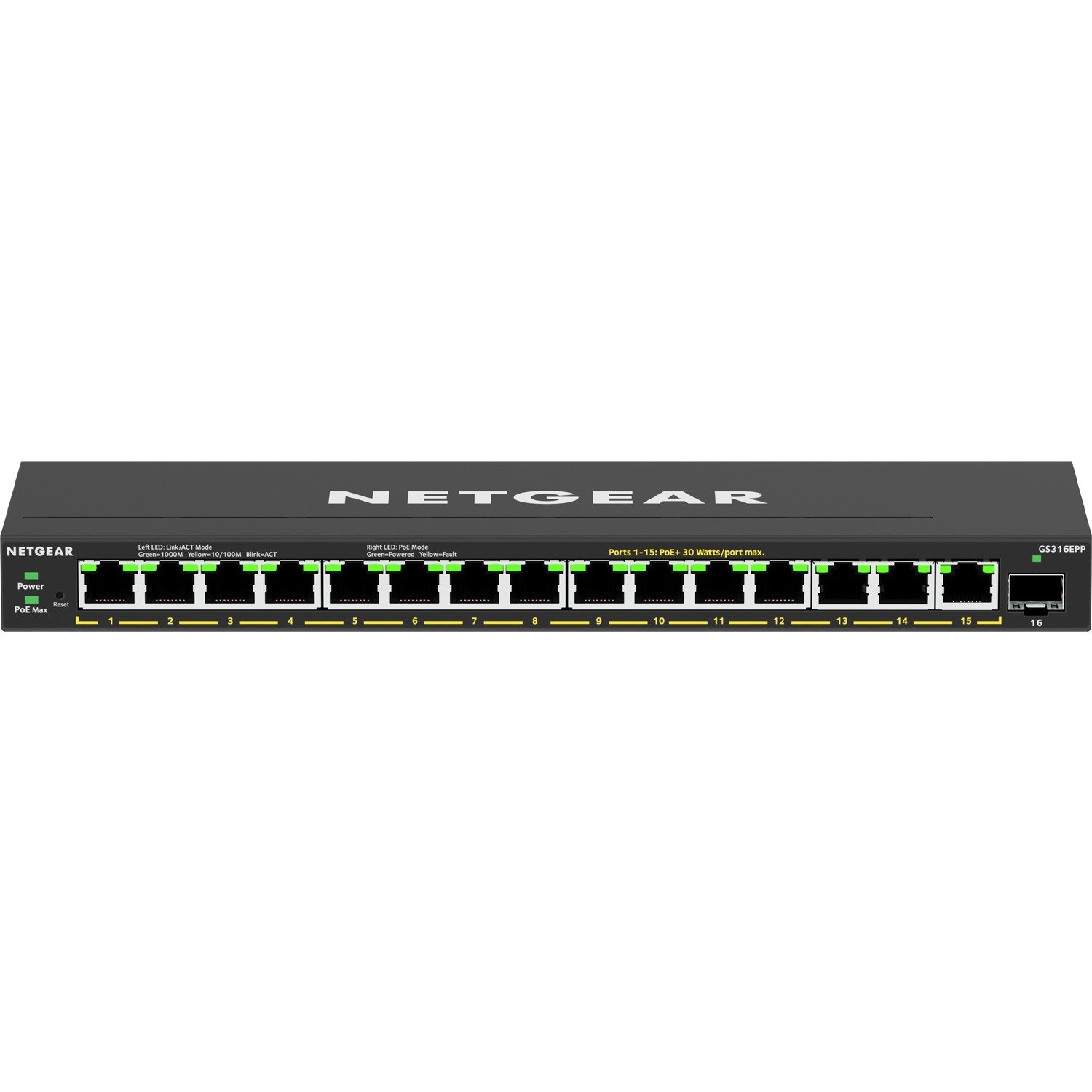 Netgear GS316EPP 16 Ports Ethernet Switch - Gigabit Ethernet - 10/100/1000Base-T, 1000Base-X
