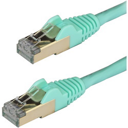 StarTech.com 0.50m CAT6a Ethernet Cable - 10 Gigabit Category 6a Shielded Snagless 100W PoE Patch Cord - 10Gb Aqua UL Certified Wiring/TIA