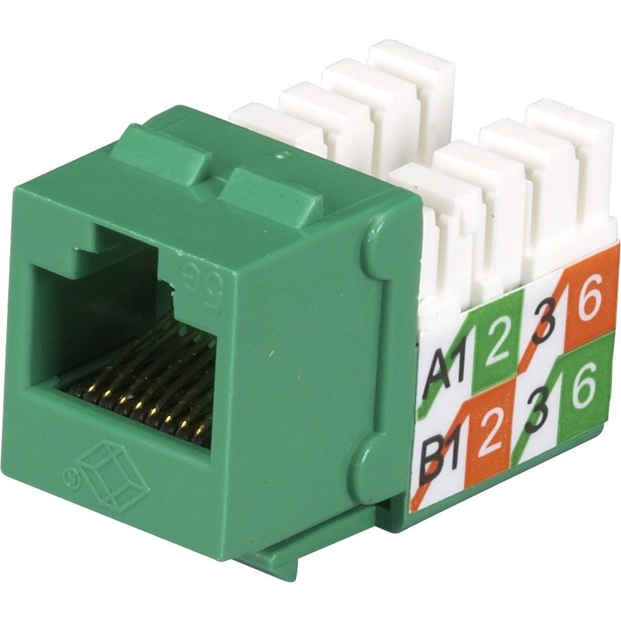 Black Box GigaBase2 CAT5e Jack, Universal Wiring, Green, Single-Pack