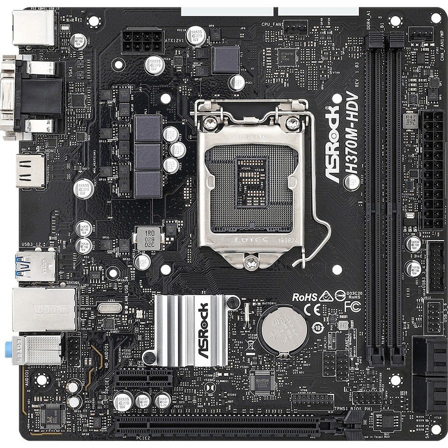 ASRock H370M-HDV Desktop Motherboard - Intel H370 Chipset - Socket H4 LGA-1151 - Micro ATX