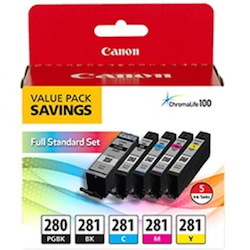 Canon PGI-280/CLI-281 Original Inkjet Ink Cartridge - Value Pack - Pigment Black, Black, Cyan, Yellow, Magenta - 5 / Pack