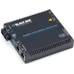 Black Box Gigabit PoE Media Converter, 10/100/1000BASE-T to 1310-nm Single-Mode, SC, 15 km