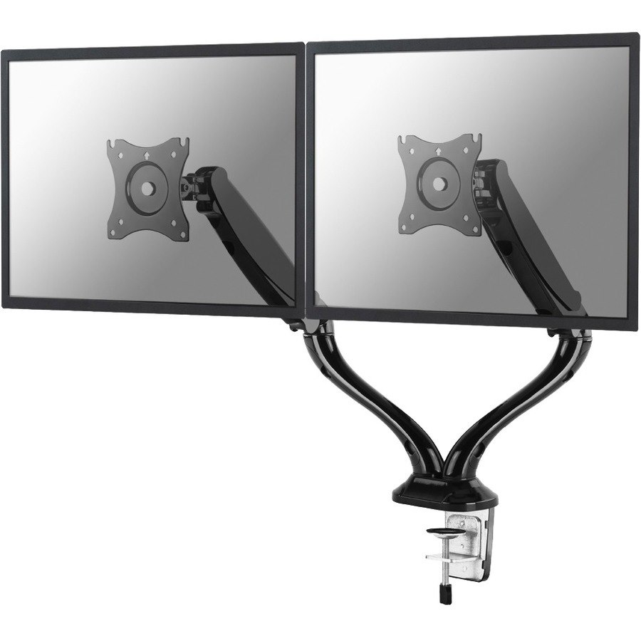 Newstar Full Motion Dual Desk Mount (clamp & grommet) for two 10-27" Monitor Screens, Height Adjustable (gas spring) - Black