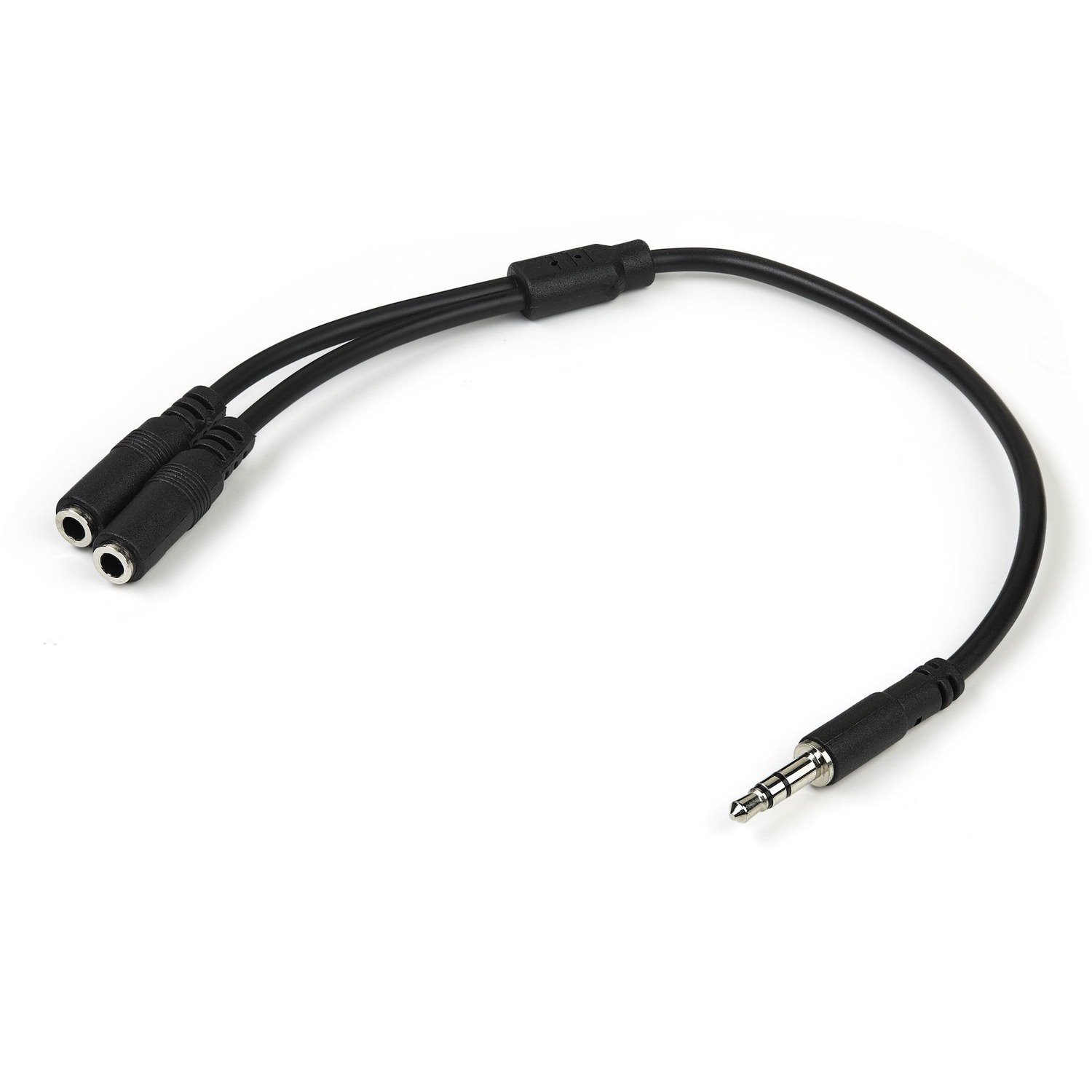 StarTech.com 3.5mm Audio Extension Cable - Slim Audio Splitter Y Cable and Headphone Extender - Male to 2x Female AUX Cable (MUY1MFFS)