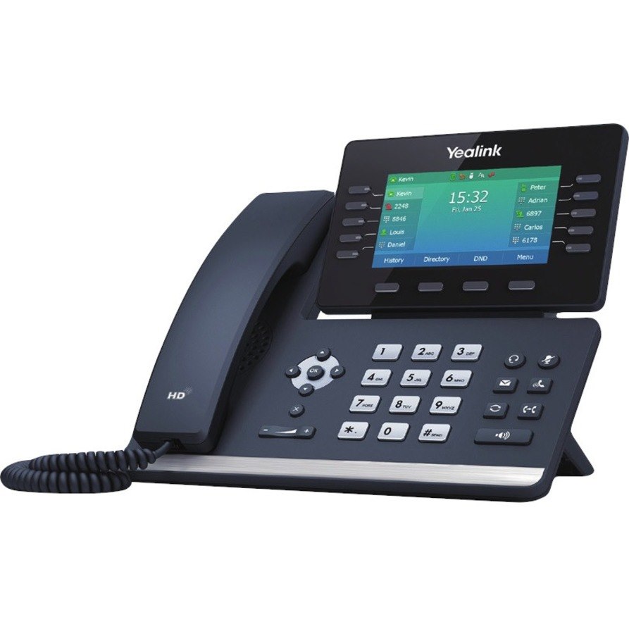 Yealink SIP-T54W IP Phone - Corded/Cordless - Corded/Cordless - Bluetooth, Wi-Fi - Wall Mountable, Desktop - Classic Gray