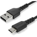 StarTech.com 1m USB A to USB C Charging Cable - Durable Fast Charge & Sync USB 2.0 to USB Type C Data Cord - Aramid Fiber M/M 3A Black