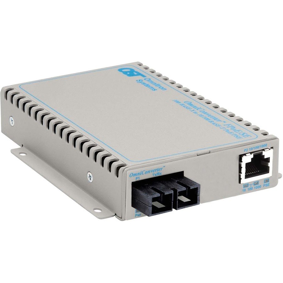 Omnitron Systems OmniConverter SE 10/100 PoE Fast Ethernet Fiber Media Converter Switch RJ45 SC Single-Mode 30km