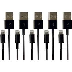 VisionTek Lightning to USB 1 Meter Cable Black 5-Pack (M/M)