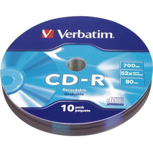 Verbatim CD Recordable Media - CD-R - 52x - 700 MB - 10 Pack Wrap