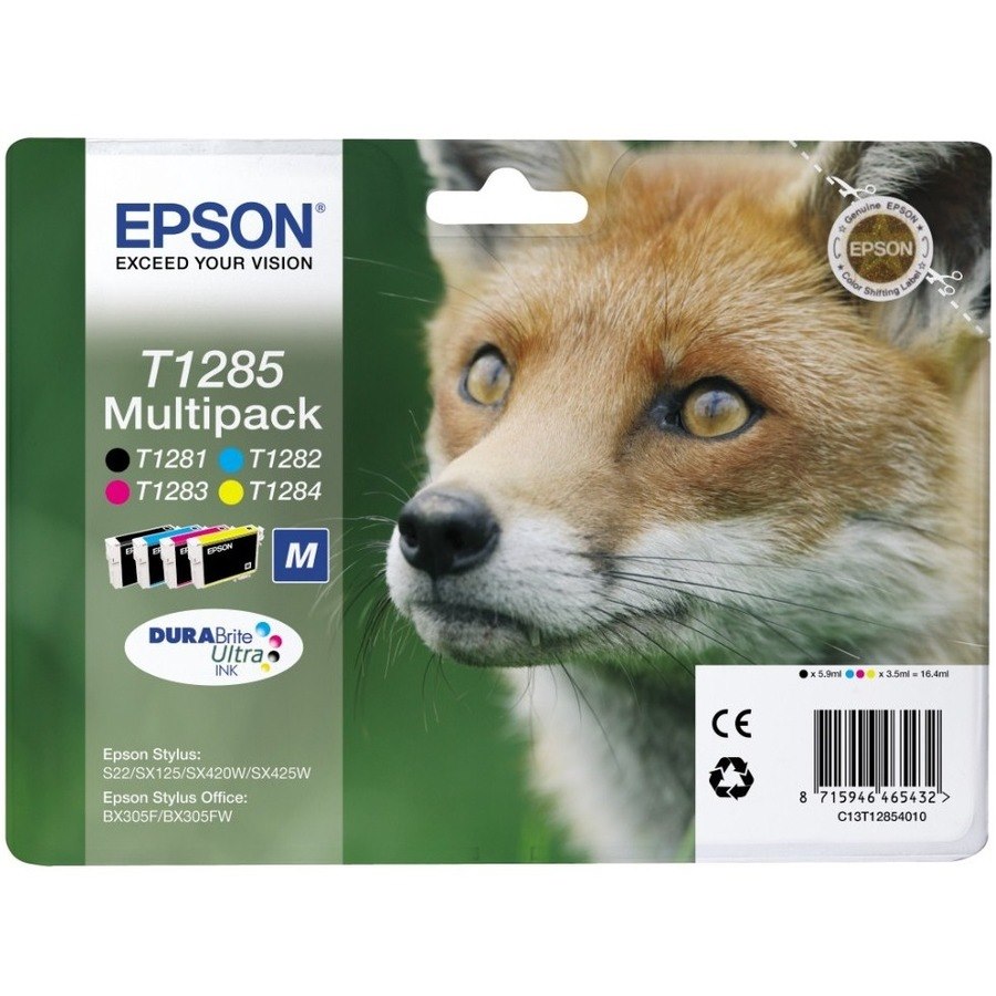 Epson DURABrite Ultra T1285 Inkjet Ink Cartridge - Black, Cyan, Magenta, Yellow - 4 / Pack