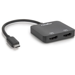 Rocstor Premium USB-C&trade; to Dual HDMI Multi Monitor Adapter - HDMI 4K 60Hz - USB Type- C&reg; 2-Port Multi Monitor MST Hub Adapter- for PC/Windows - 4Kx2K Resolutions up to 3840x2160 @ 60Hz - For Notebook/Desktop PC - USB-C to 2x HDMI Splitter - DP 1.2/HBR2/MST Hub - Thunderbolt&reg; 3/4 compatible - DUAL HDMI ADAPTER 4K@60Hz WINDOWS - 1 Pack - Black