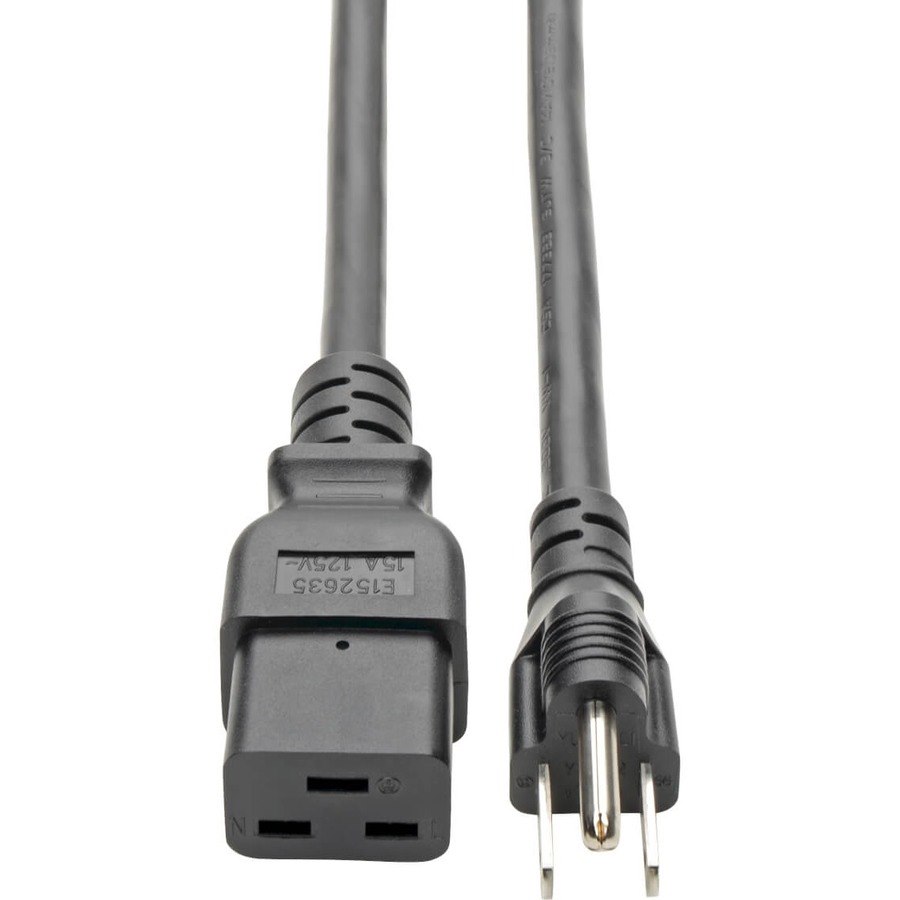 Eaton Tripp Lite Series Computer Power Cord, C19 to NEMA 5-15P - Heavy-Duty, 15A, 125V, 14 AWG, 8 ft. (2.43 m), Black