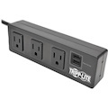 Tripp Lite by Eaton Protect It! 3-Outlet Surge Protector with Desk Clamp, 10 ft. Cord, 510 Joules, 2 USB Charging Ports, Black Housing