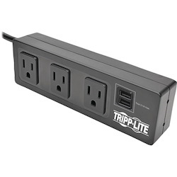 Tripp Lite by Eaton Protect It! 3-Outlet Surge Protector with Desk Clamp, 10 ft. Cord, 510 Joules, 2 USB Charging Ports, Black Housing