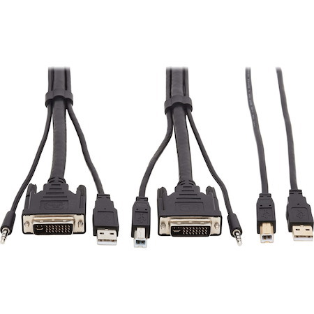 Tripp Lite by Eaton DVI KVM Cable Kit - DVI, USB, 3.5 mm Audio (3xM/3xM) + USB (M/M), 1080p, 10 ft. (3.05 m)