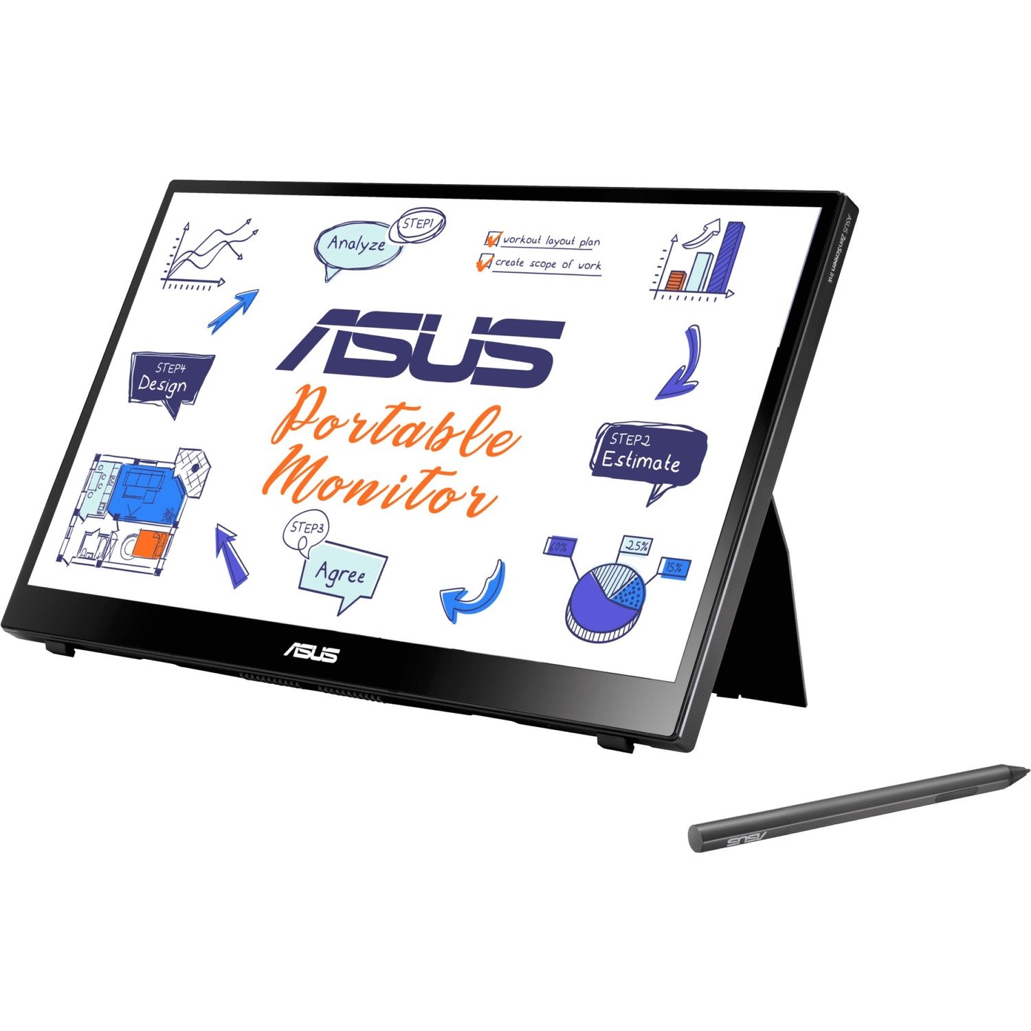 Asus ZenScreen Ink MB14AHD 14" LCD Touchscreen Monitor - 16:9 - 5 ms GTG