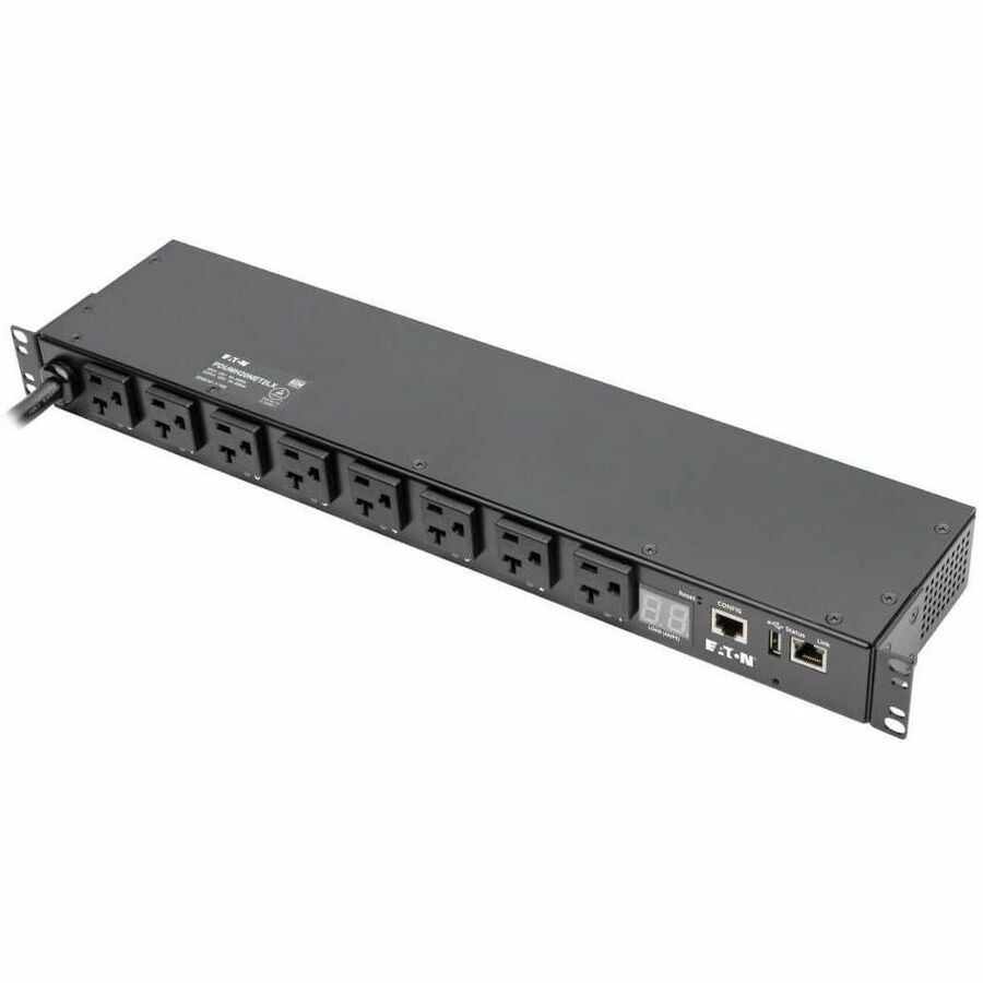 Eaton 1.9kW Single-Phase Switched PDU, LX Interface, 120V Outlets (8 5-15/20R), NEMA L5-20P/5-20P input, 12 ft. (3.66 m) Cord, 1U Rack, TAA