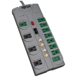 Tripp Lite by Eaton Eco-Surge 12-Outlet Home/Business Theater Surge Protector, 10 ft. (3.05 m) Cord, 3600 Joules - Accommodates 8 Transformers