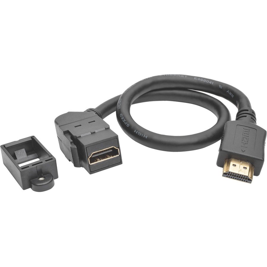 Eaton Tripp Lite Series High-Speed HDMI with Ethernet All-in-One Keystone/Panel Mount Extension Cable (M/F), Angled Connector, 1 ft. (0.31 m)