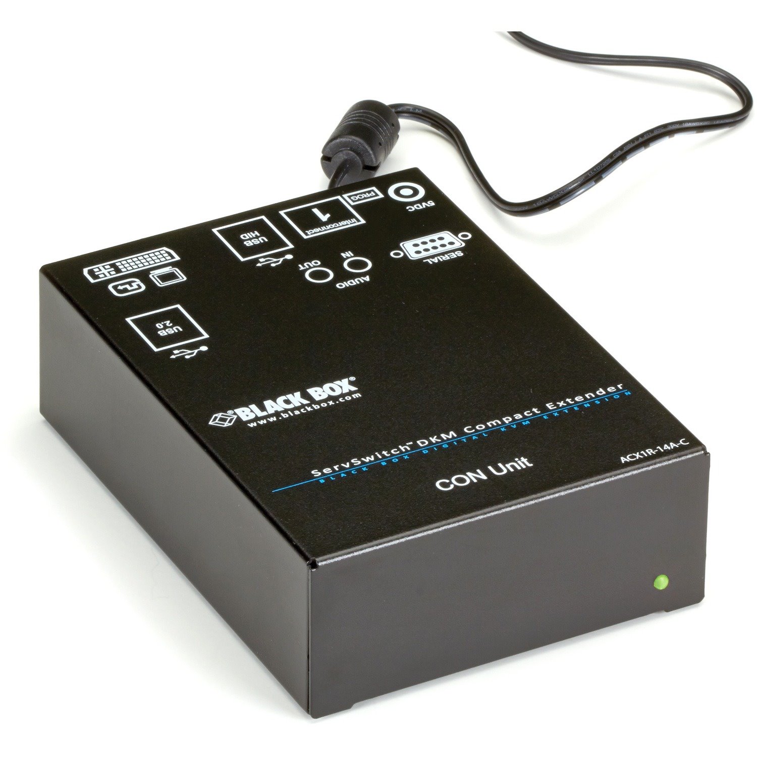 Black Box DKM FX Compact Receiver, CATx, DVI, USB, RS-232, Audio, And USB 2.0 At 36 Mbps