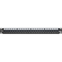 Leviton Cat 5e Flat QuickPort Patch Panel, 24-Port, 1RU. Cable Management Bar Included