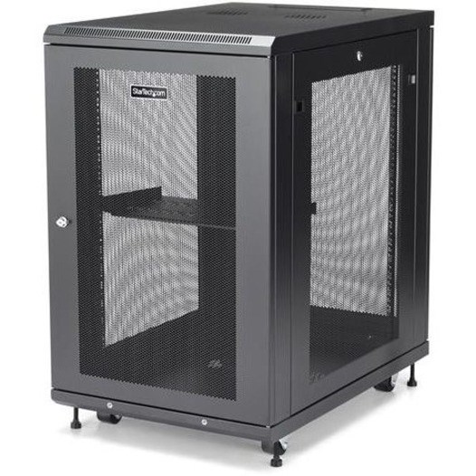 18U 19" Server Rack Cabinet 4 Post Adjustable Depth 2-30" w/Casters/Cable Management/1U Shelf, Locking Doors and Side Panels