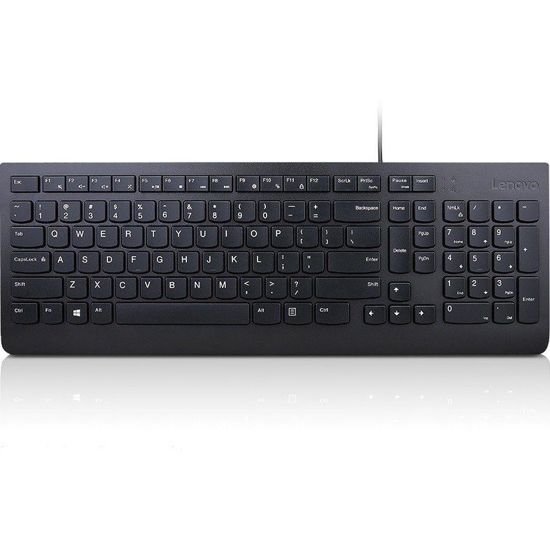 Lenovo Essential Keyboard - Cable Connectivity - USB Interface - Spanish - QWERTY Layout - Black