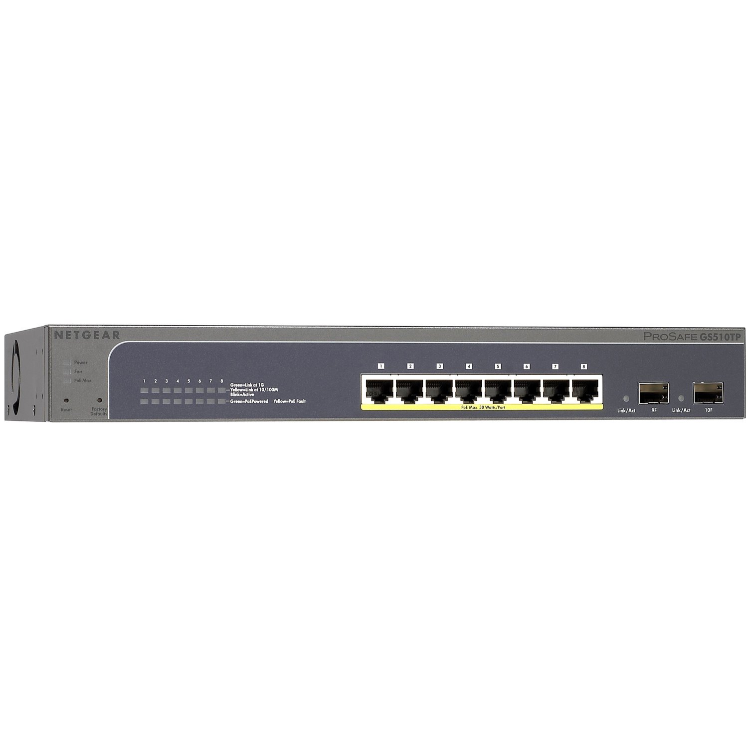 Netgear ProSafe GS510TP 8 Ports Manageable Ethernet Switch - Gigabit Ethernet, Fast Ethernet - 10/100/1000Base-T