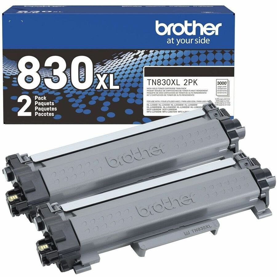 Brother Genuine TN830XL 2PK High Yield Black Toner Cartridge Twin-Pack