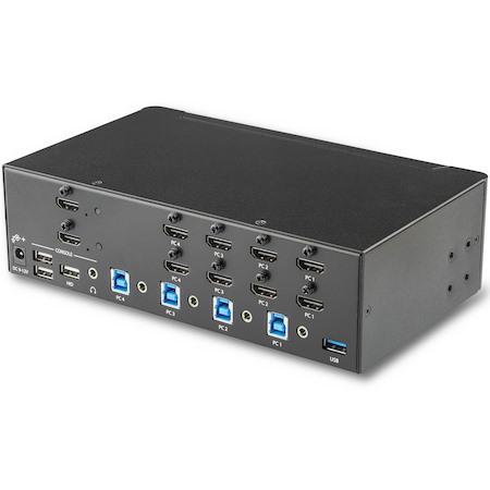 StarTech.com 4-Port Dual Monitor HDMI KVM Switch with Audio & USB 3.0 hub - 4K 30Hz - 4 PC Mac Computer KVM Switch Box for HDMI Display (SV431DHD4KU)