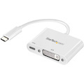 StarTech.com USB C to DVI Adapter with 60W Power Delivery Pass-Through - 1080p USB Type-C to DVI-D Video Display Converter - White
