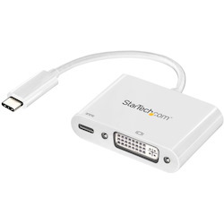 StarTech.com USB C to DVI Adapter with 60W Power Delivery Pass-Through - 1080p USB Type-C to DVI-D Video Display Converter - White