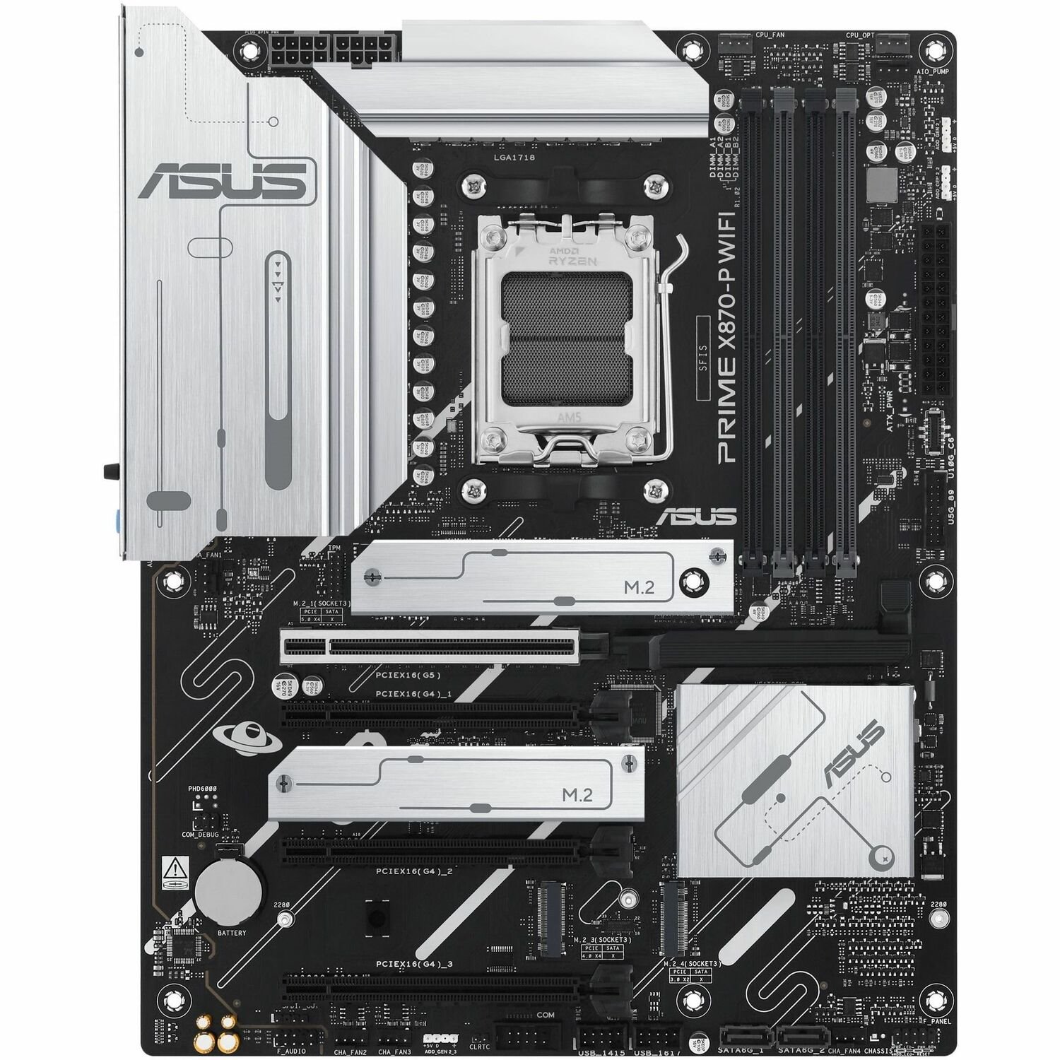 Asus Prime X870-P WIFI Gaming Desktop Motherboard - AMD X870 Chipset - Socket AM5 - ATX