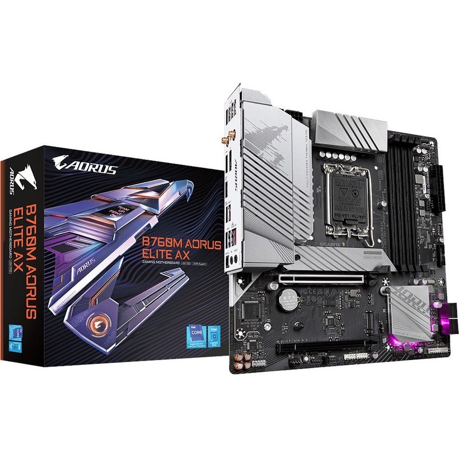 Aorus B760M AORUS ELITE AX Gaming Desktop Motherboard - Intel B760 Chipset - Socket LGA-1700 - Micro ATX