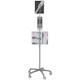 CTA Digital Heavy-Duty Gooseneck Floor Stand for 7-13 Inch Tablets with Sanitizing Station & Automatic Soap Dispenser