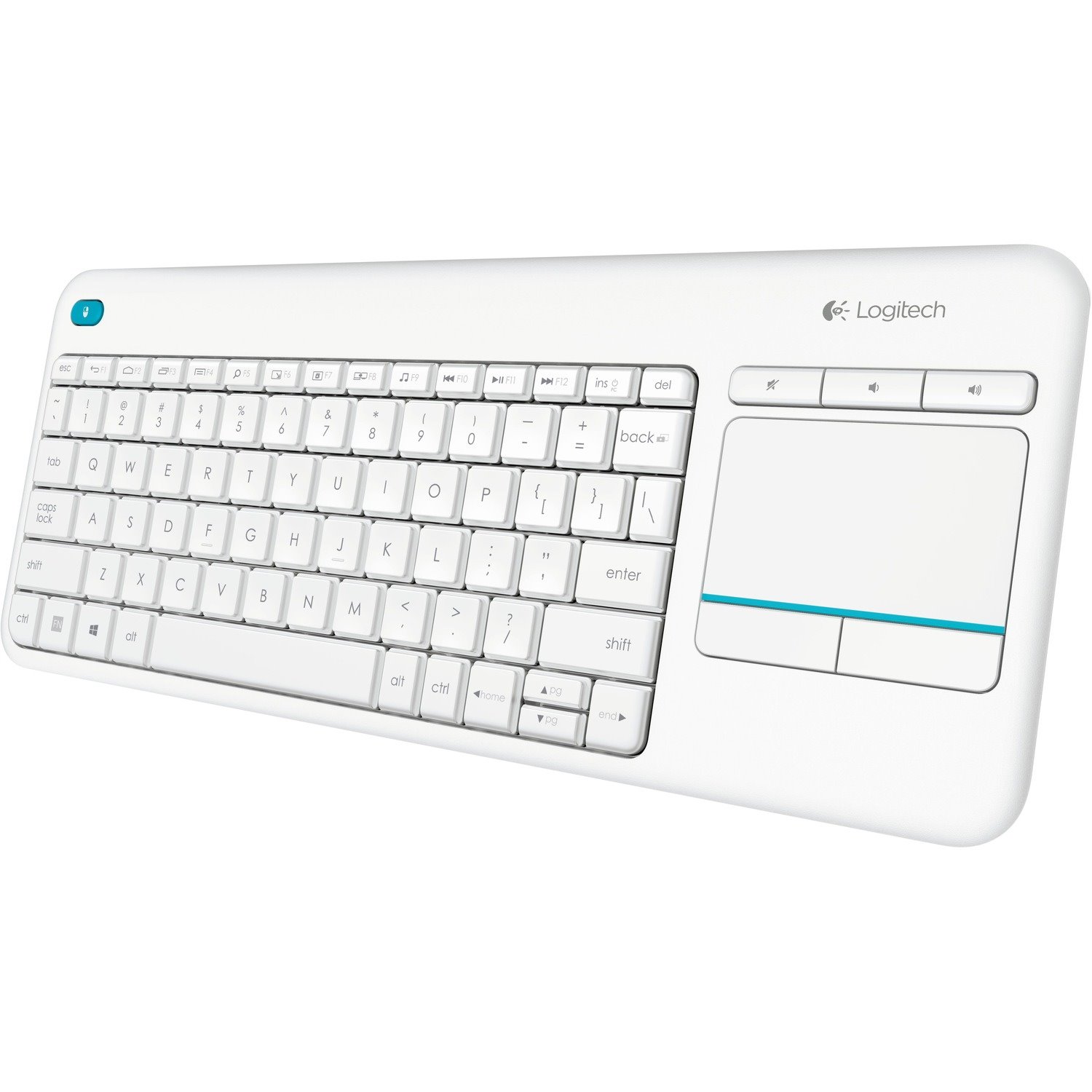 Logitech K400 Plus Keyboard - Wireless Connectivity - USB Interface - TouchPad - QWERTY Layout - White