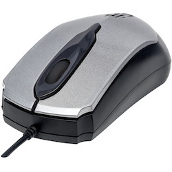 Manhattan Edge USB Wired Mouse, Grey, 1000dpi, USB-A, Optical, Compact, Three Button with Scroll Wheel, Low friction base, Three Year Warranty, Blister