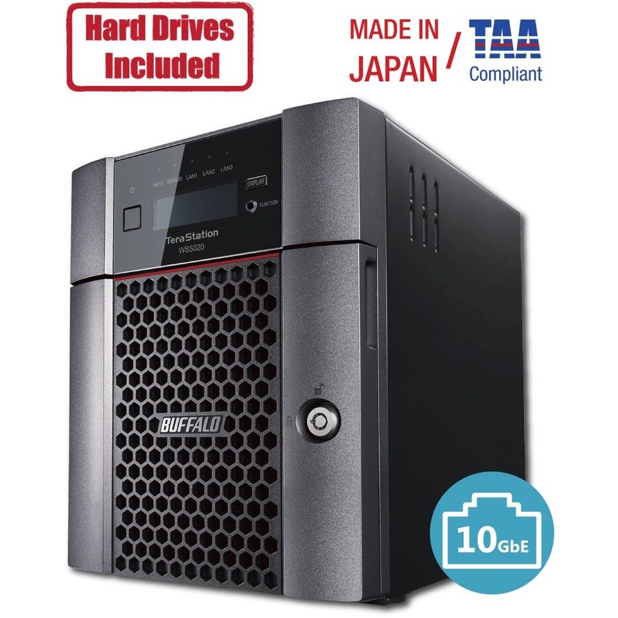 Buffalo TeraStation 5420DN Windows Server IoT 2019 Standard 8TB 4 Bay Desktop (4x2TB) NAS Hard Drives Included RAID iSCSI