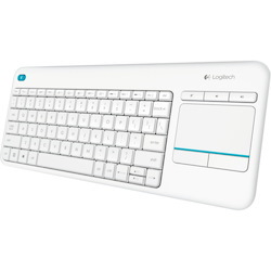 Logitech K400 Plus Keyboard - Wireless Connectivity - USB Interface - TouchPad - English (UK) - QWERTY Layout - White