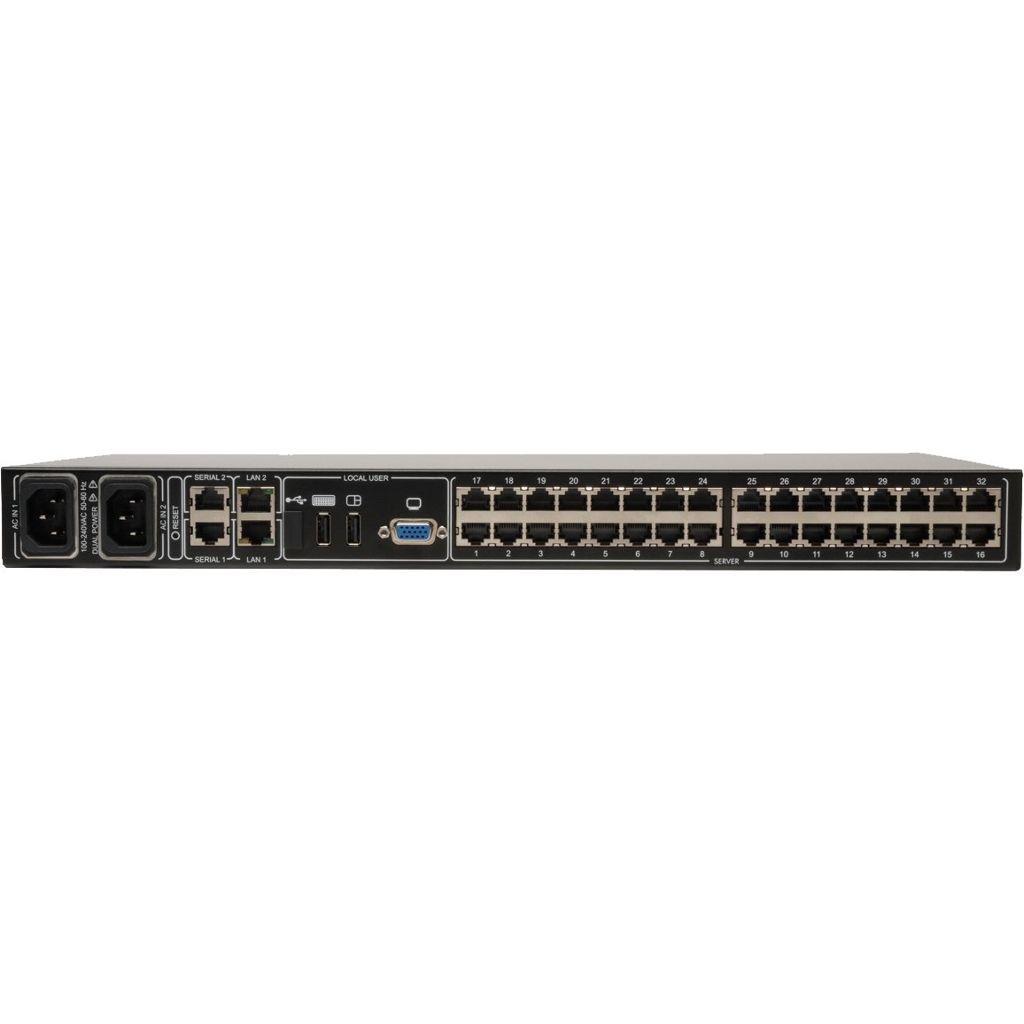 Tripp Lite by Eaton NetCommander 32-Port Cat5 KVM over IP Switch - 2 Remote + 1 Local User, 1U Rack-Mount