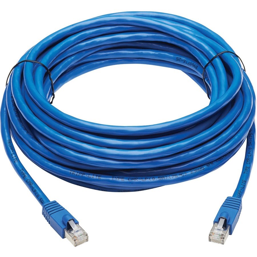 Eaton Tripp Lite Series Cat6a 10G Snagless F/UTP Ethernet Cable (RJ45 M/M), PoE, CMR-LP, Blue, 30 ft. (9.14 m), TAA