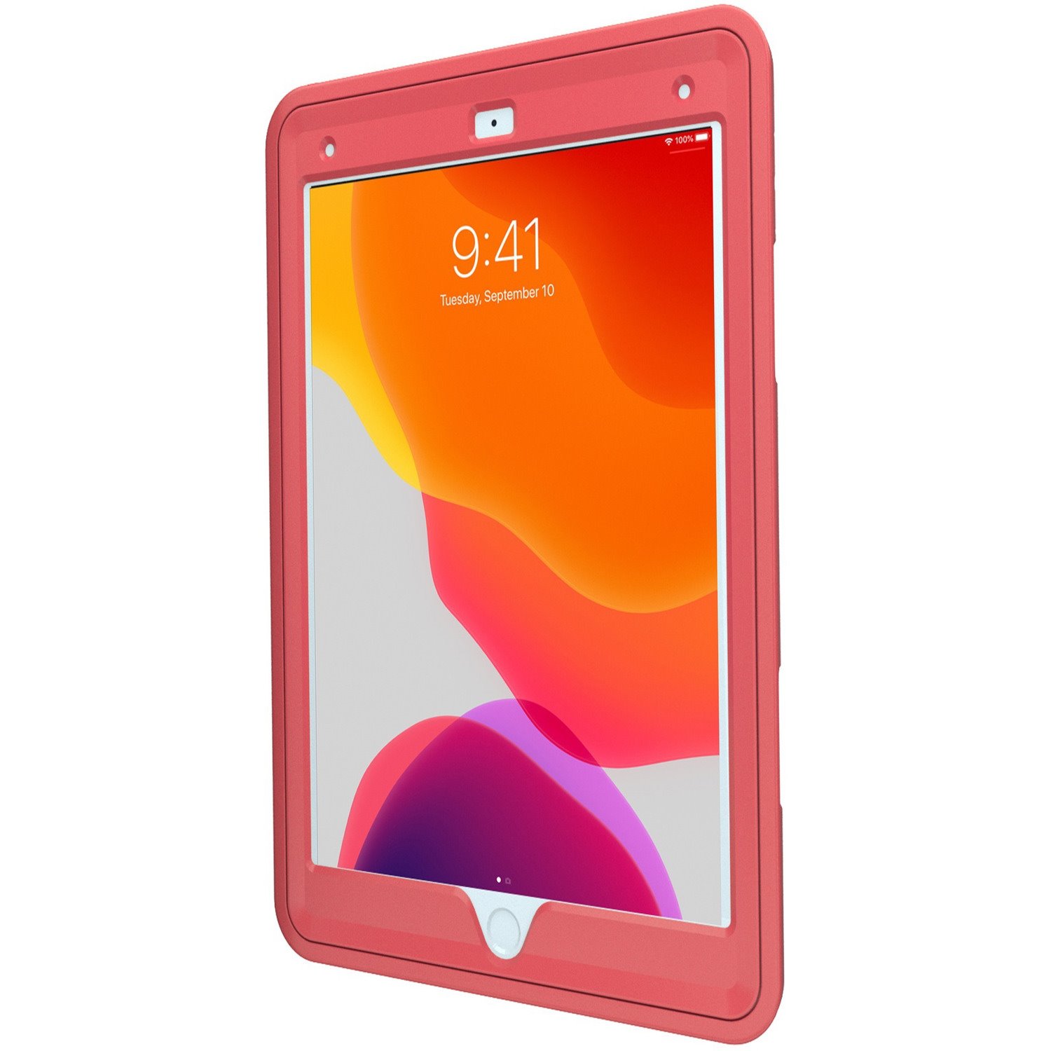 CTA Digital Protective Case with Build in 360Â&deg; Rotatable Grip Kickstand for iPad 7th/ 8th/ 9th Gen 10.2, iPad Air 3, iPad Pro 10.5, Red