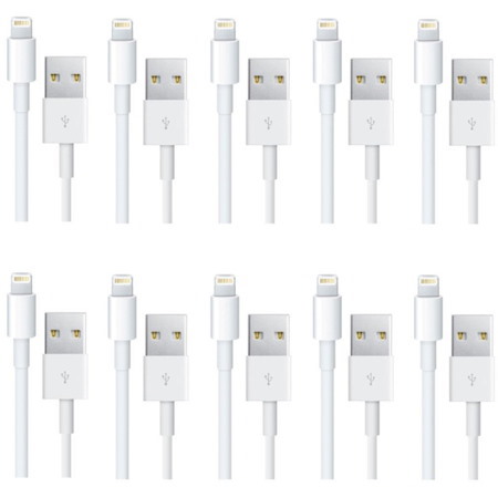 4XEM 10 Pack of 3FT 8-Pin Lightning To USB Cable For iPhone/iPod/iPad (White) - MFi Certified