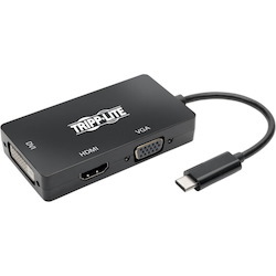 Tripp Lite by Eaton USB-C Multiport Adapter (M/3xF) - 4K HDMI, DVI, VGA, HDCP, Black