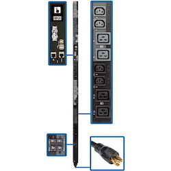 Tripp Lite by Eaton 17.3kW 200-240V 3PH Switched PDU - LX Interface, Gigabit, 24 Outlets, L22-30P 380-415V Input, Outlet Monitoring, LCD, 1.8 m Cord, 0U 1.8 m Height, TAA