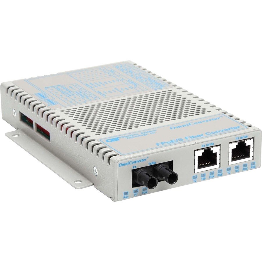 OmniConverter 10/100 PoE Ethernet Fiber Media Converter Switch RJ45 ST Single-Mode 30km Wide Temp