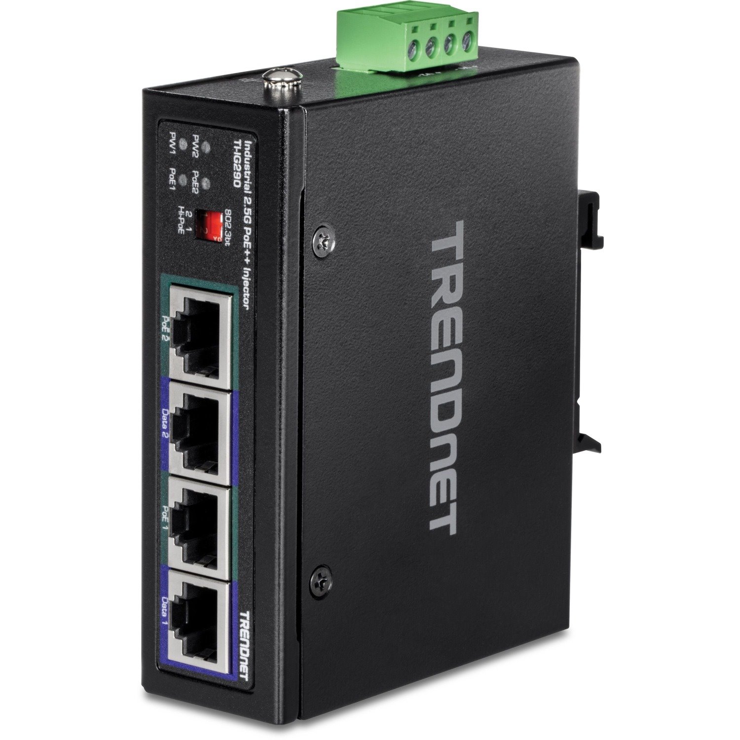 TRENDnet 95W 2-Port Industrial 2.5G PoE++ Injector, Supports PoE IEEE 802.3af, PoE+ IEEE 802.3at, And PoE++ IEEE 802.3bt, Not Compatible With Passive PoE Devices, Black, TI-IG290