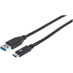 Manhattan SuperSpeed+ USB 3.1 Gen2 A Male to C Male Device Cable, 10 Gbps, 3 ft, Black