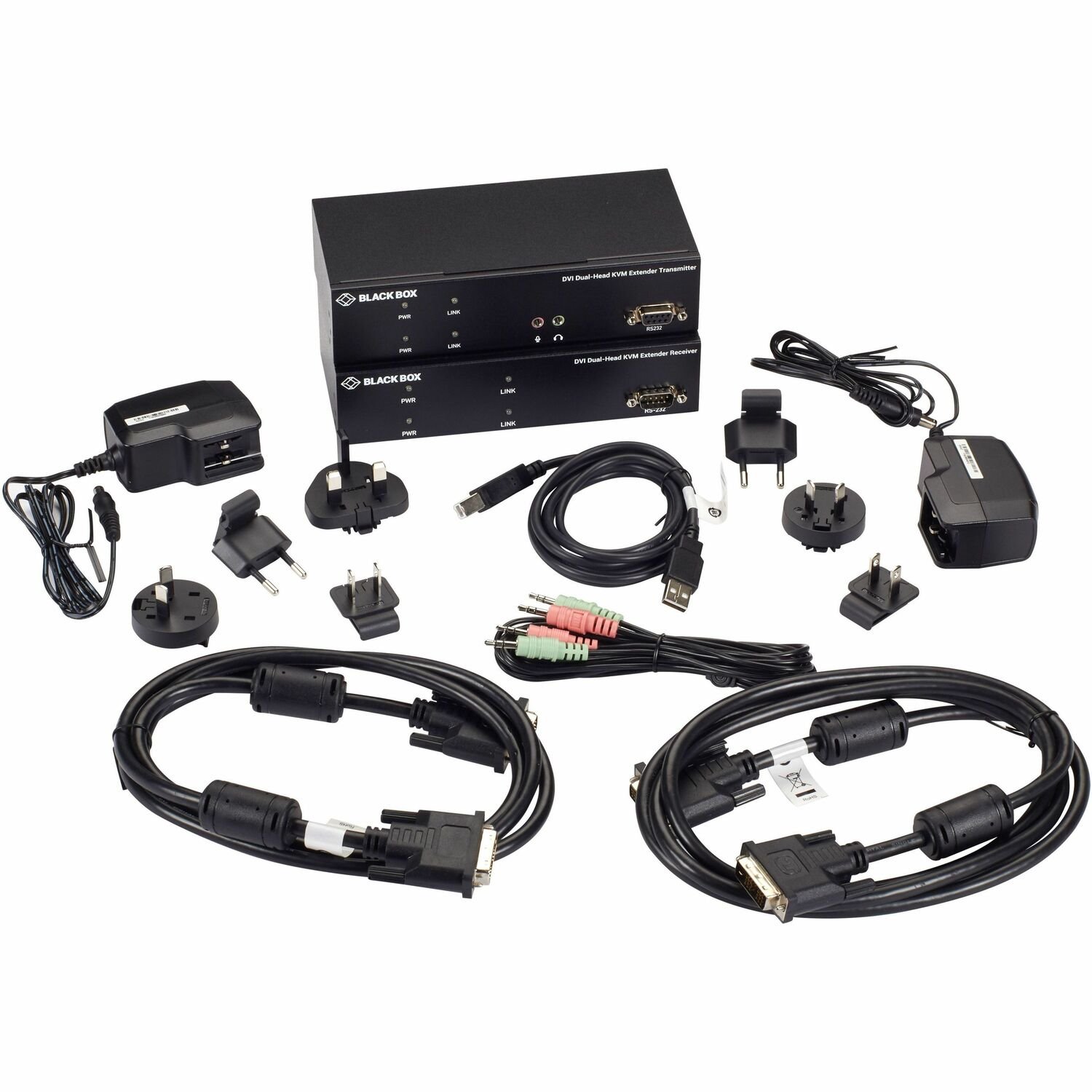 Black Box KVX Series KVM Extender Kit over Fiber - DVI-D, USB 2.0, Serial, Audio, Local Video